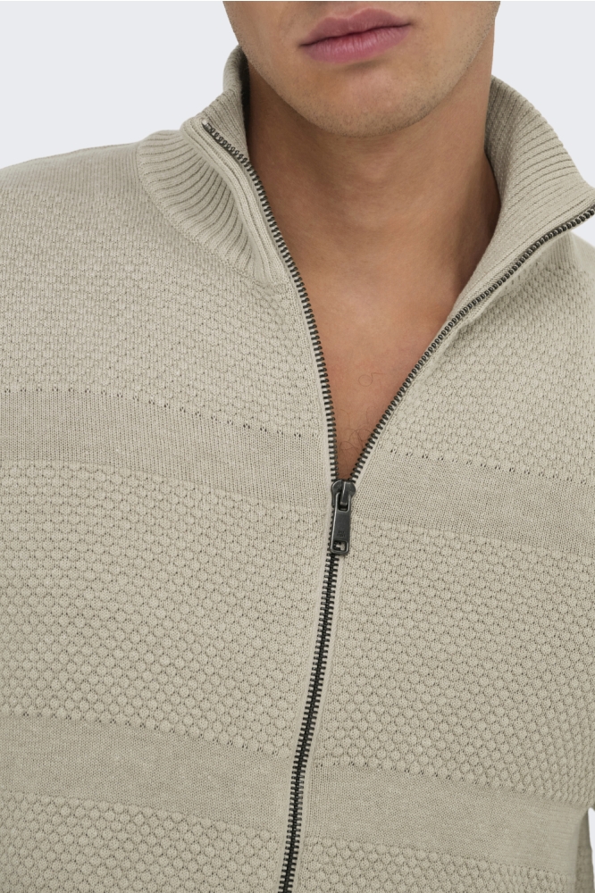 ONSMALIK REG 12 PIN ZIP CARD KNIT N 22033304 SILVER LINING/ MELANGE